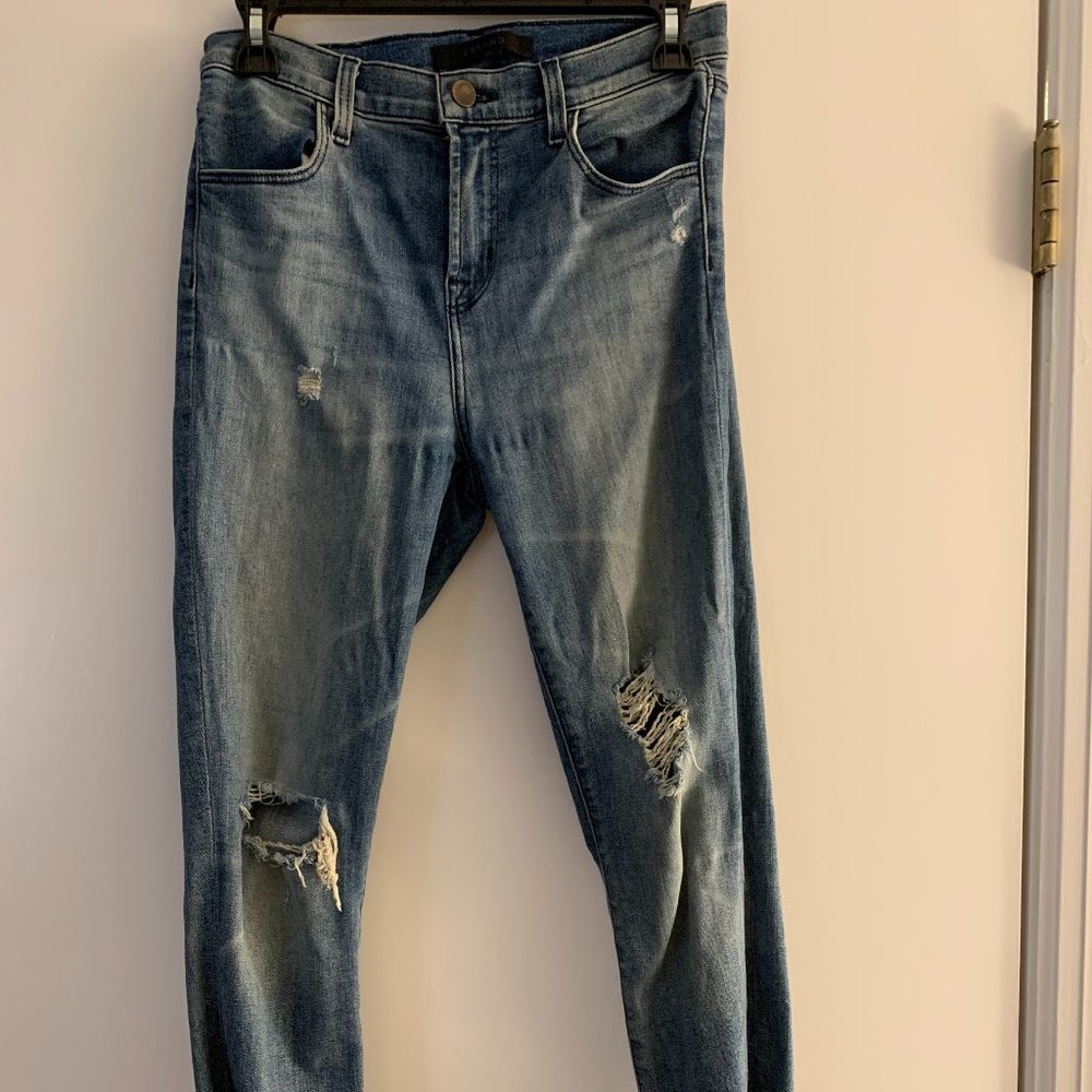 J Brand Ripped Skinny Jeans - Blue with Light Wash - Size 27